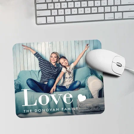 Love Photo and a Heart Design Customized Printed Rectangle Mousepad Photo Mouse Pad