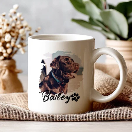 Pet's Simple Modern Cool Typography Name and Photo Customized Photo Printed Coffee Mug
