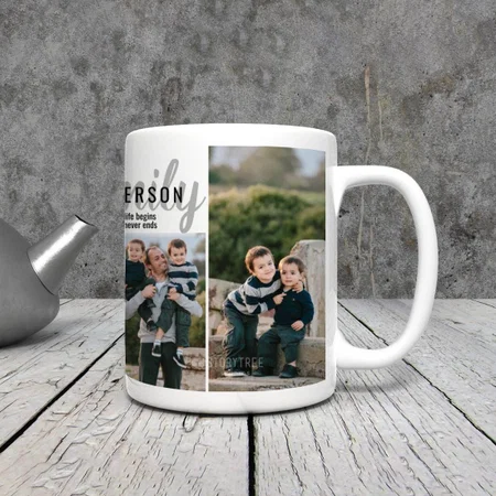5 Photo Collage Family Quote Customized Photo Printed Coffee Mug