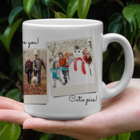 Three Images Vintage Instant Photo Frame Customized Photo Printed Coffee Mug