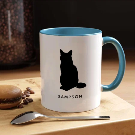 Cat Silhouette Personalized Name Customized Photo Printed Coffee Mug