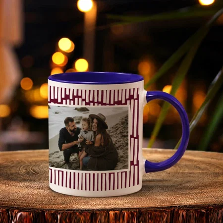 Modern Minimal Graphic 2 Photo Burgundy And White Customized Photo Printed Coffee Mug