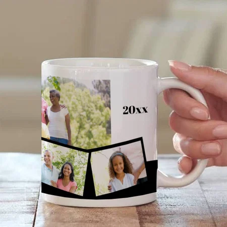 Family Photo Collage 5 Photos And Custom Text Customized Photo Printed Coffee Mug