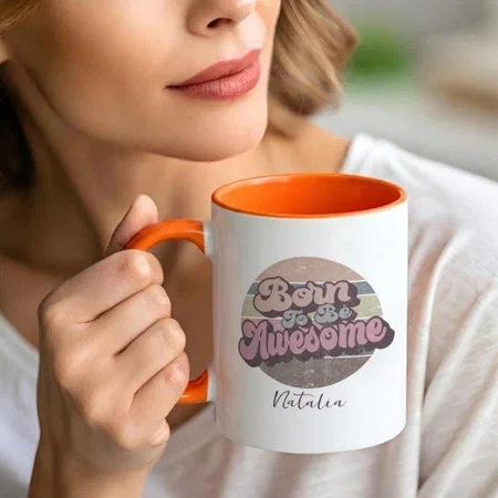 Born To Be Awesome Retro Vintage Birthday Customized Photo Printed Coffee Mug