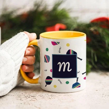 Pickleball Monogram Blue Green Pink Customized Photo Printed Coffee Mug