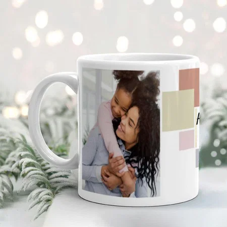 Heart by Squares Custom Photos Birthday Customized Photo Printed Coffee Mug