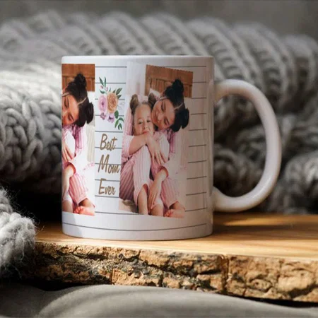 Best Mom Ever with Floral Design Customized Photo Printed Coffee Mug