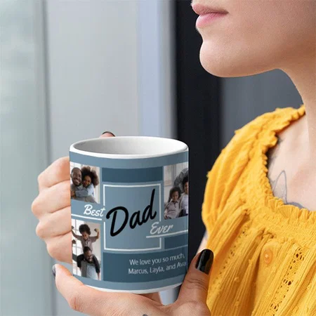 Best Dad Ever Photo Collage Father’s Day Customized Photo Printed Coffee Mug