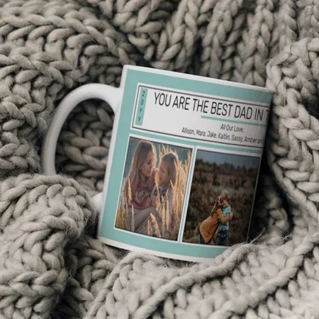 Fathers Day Best Dad Three Photo Customized Photo Printed Coffee Mug