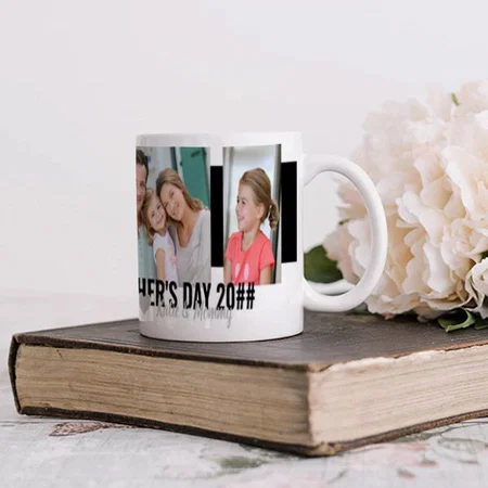 Fathers Day We Love You 3 Photo Bold Black Customized Photo Printed Coffee Mug