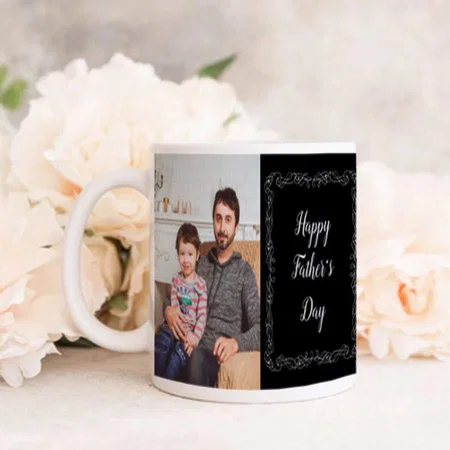 Happy Father's Day Quote With 2 Photo Customized Photo Printed Coffee Mug