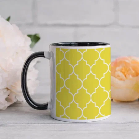 Yellow Quatrefoil Customized Photo Printed Coffee Mug