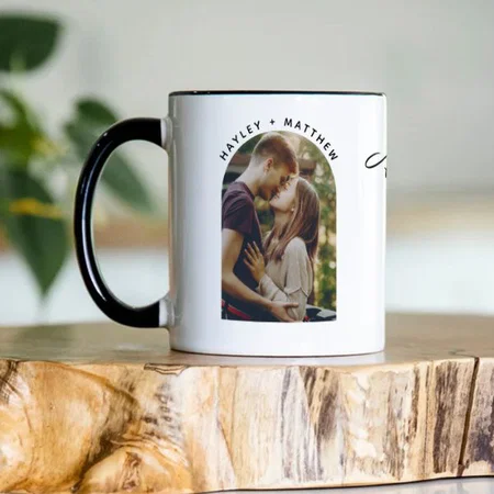Script Engagement Photo Better Together Customized Photo Printed Coffee Mug
