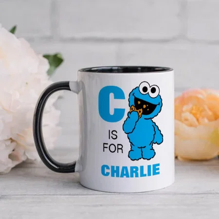 Cookie Monster Design with Name Customized Photo Printed Coffee Mug