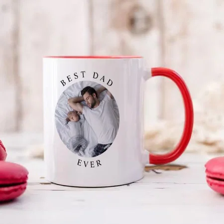 Modern Round Photo Best Dad Ever Customized Photo Printed Coffee Mug