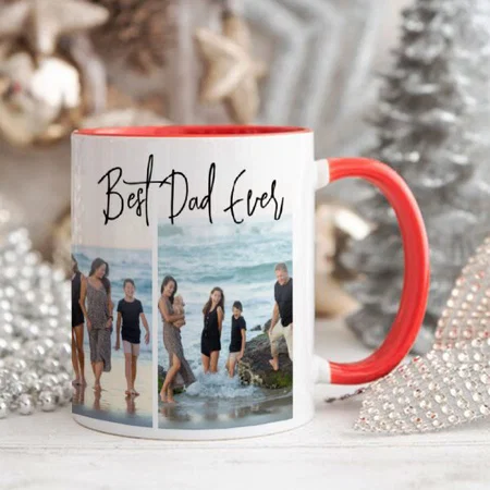 Best Dad Ever Script Photo Customized Photo Printed Coffee Mug