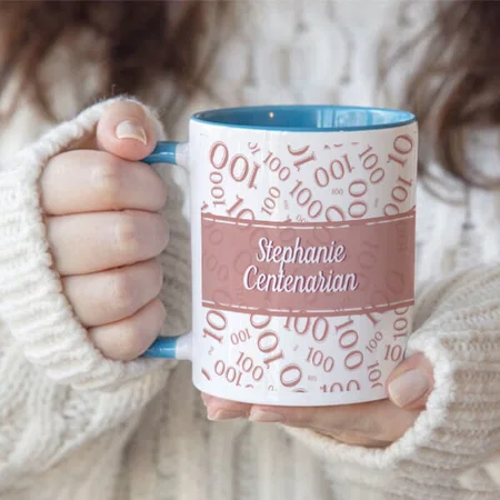 Birthday Pink & White Random Number Pattern Design Customized Photo Printed Coffee Mug