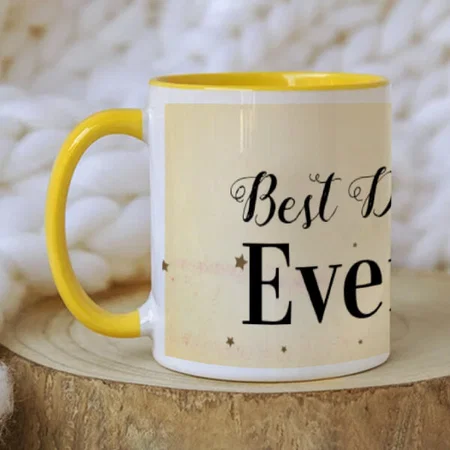 Stars In Beige-Yellow Design Customized Photo Printed Coffee Mug