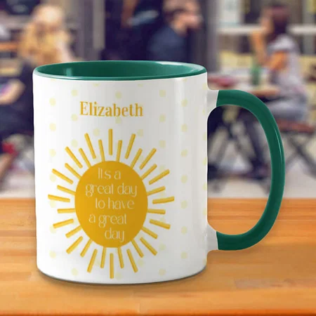 Happy It's a Great Day Name Customized Photo Printed Coffee Mug