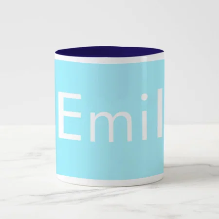 Pastel Sky Blue Monogram Design Customized Photo Printed Coffee Mug
