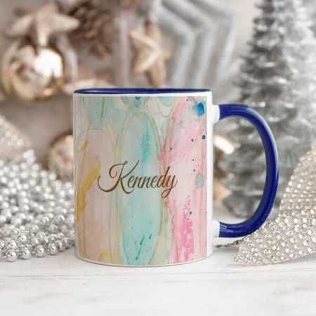 Pastel Pink Blue Color Design Customized Photo Printed Coffee Mug