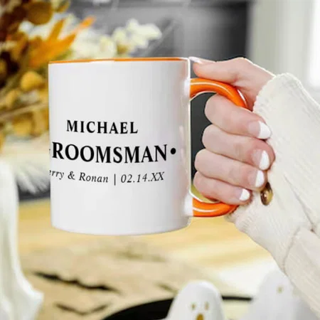 Groomsman Black and White Customized Photo Printed Coffee Mug