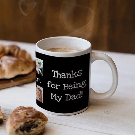 Photo Collage Fun Best Dad Ever in Black and White Customized Photo Printed Coffee Mug