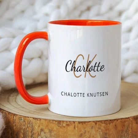 White Gold Monogram Customized Photo Printed Coffee Mug