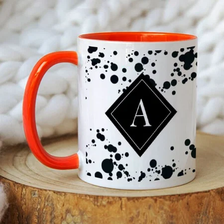 Black Dot monogram Customized Photo Printed Coffee Mug