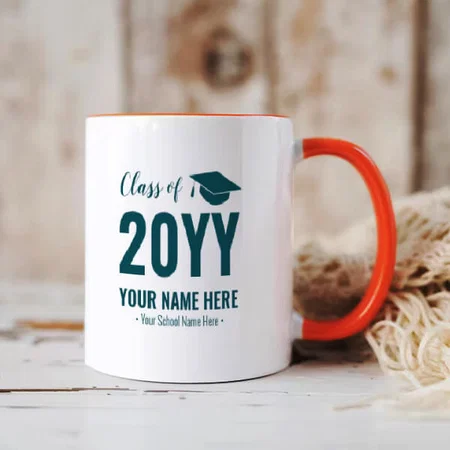 Green & White Modern Graduation Customized Photo Printed Coffee Mug