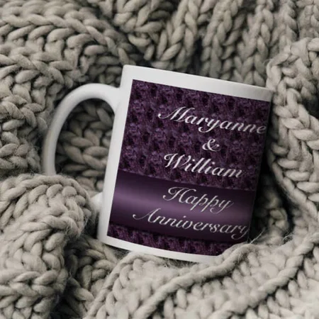 Elegant Anniversary White Roses Customized Photo Printed Coffee Mug
