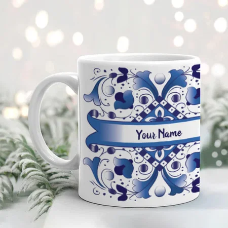 Blue and White Italian Style Tile Customized Photo Printed Coffee Mug