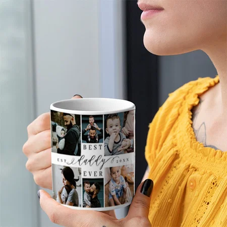 Best Daddy Ever Photo Collage Customized Photo Printed Coffee Mug