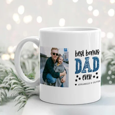 Bonus Dad with Photo Customized Photo Printed Coffee Mug