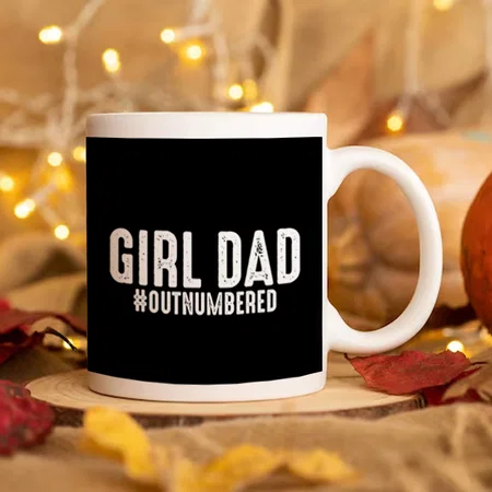 Girl Dad Outnumbered Father's Day Customized Photo Printed Coffee Mug