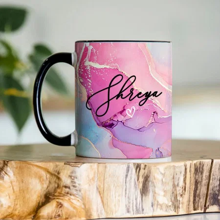 Pink Gold Marble Design with Name Customized Photo Printed Coffee Mug
