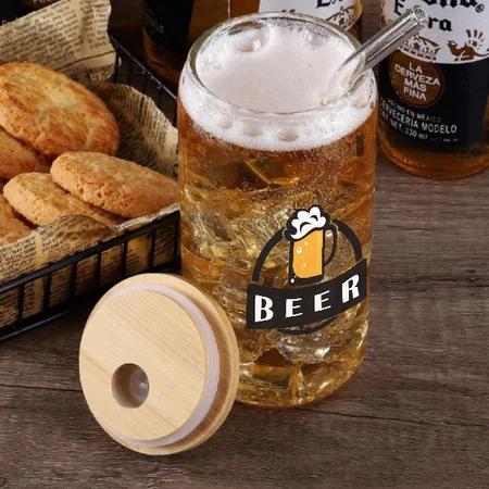 Customized Can Shape Glass Mug with Straw for Milk/Coffee/Green Tea Cup Set of 1 - 510ml