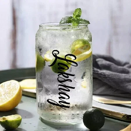 Customized Glass Can Mug with Straw for Milk/Coffee/Green Tea Cup Set of 1- 510 ML