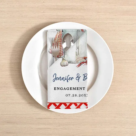 Crawfish Boil Seafood Engagement Party Customized Full Print Cloth Napkin