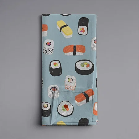 Sushi Nigiri Maki Roll Patterned Customized Full Print Cloth Napkin