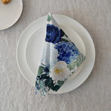 Ranunculus Anemone Hydrangea Rose White Customized Full Print Cloth Napkin