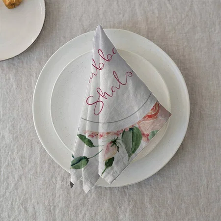 Watercolor Flowers Customized Full Print Cloth Napkin
