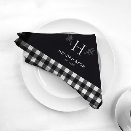 Rustic Farmhouse Family Name Monogram Customized Full Print Cloth Napkin