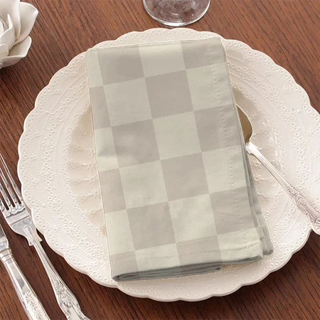 Light Brown and Off White Checkerboard Customized Full Print Cloth Napkin
