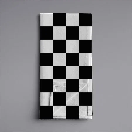 Retro Black/White Contrast Checkerboard Pattern Customized Full Print Cloth Napkin