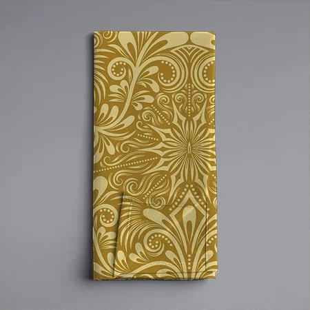 Golden Damask Baroque Floral Pattern Customized Full Print Cloth Napkin