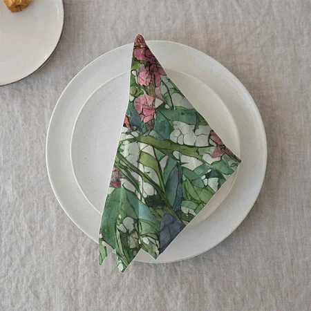 Watercolor Floral Elegant Pink And Green Customized Full Print Cloth Napkin