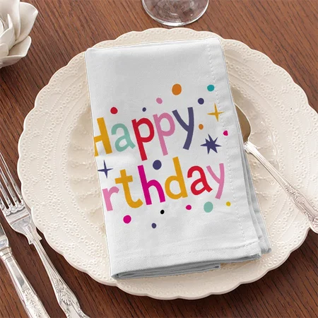 Happy Birthday Customized Full Print Cloth Napkin