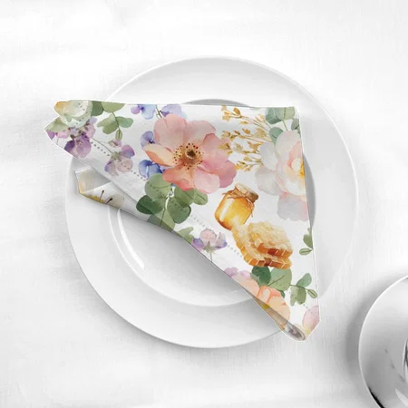 Modern Watercolor Bee Customized Full Print Cloth Napkin