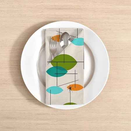 Retro Atomic Mobile Pattern Customized Full Print Cloth Napkin